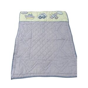 Vintage Especially for Baby Toys R Us Transportation Quilt Blue Gingham 2001